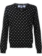 Comme Des Garçons Play Embroidered Heart Polka Dot Jumper, Men's, Size: Medium, Black, Wool