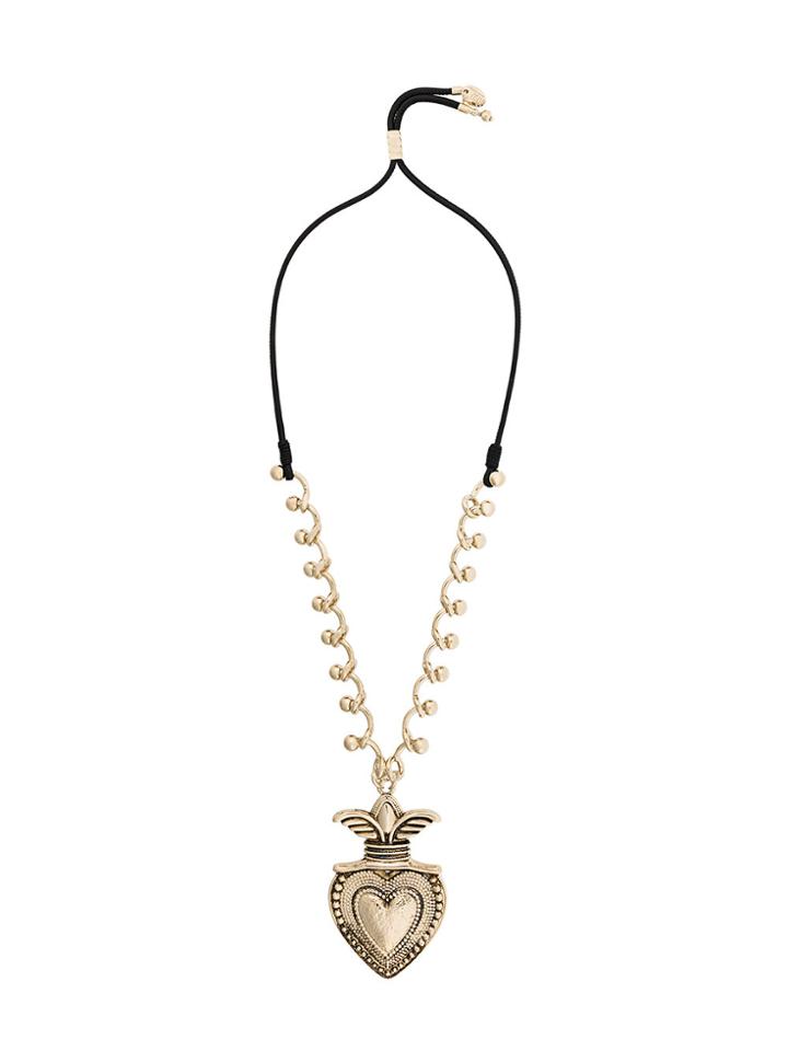 Red Valentino Love Heart Emblem Necklace - Metallic
