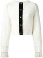 Philosophy Di Lorenzo Serafini Ribbed Detail Cardigan, Women's, Size: 42, White, Virgin Wool/polyimide