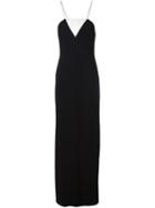 Alexander Wang Sheer Panel Evening Slip Dress, Women's, Size: 2, Black, Viscose/acetate/spandex/elastane/nylon