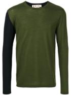 Marni Two Tone Crew Neck Sweater - Green