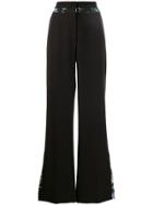 Blumarine Floral Trim Flared Trousers - Black