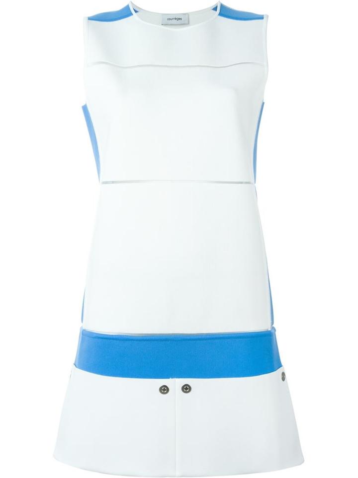 Courrèges Colour Block Mini Dress, Women's, Size: 36, White, Polyamide
