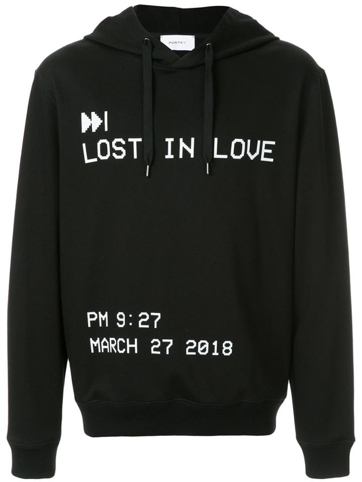 Ports V Slogan Hooded Sweatshirt - Black