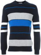 Givenchy Contrast Stripe Sweater, Men's, Size: Xl, Blue, Cotton/polyester/wool