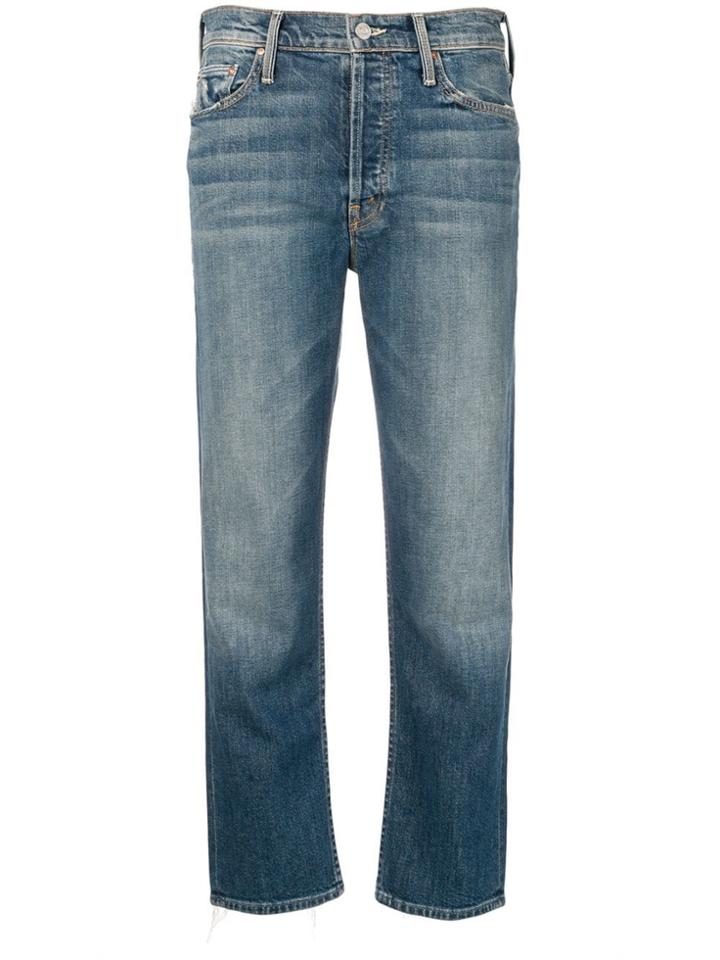 Mother Cropped Straight-leg Denim - Blue