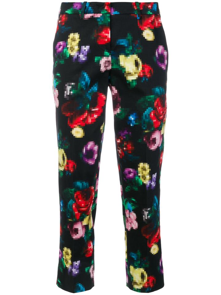 Love Moschino Floral Pixel Trousers - Black