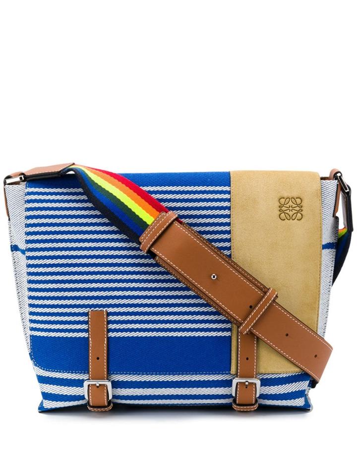 Loewe Woven Striped Messenger Bag - Blue