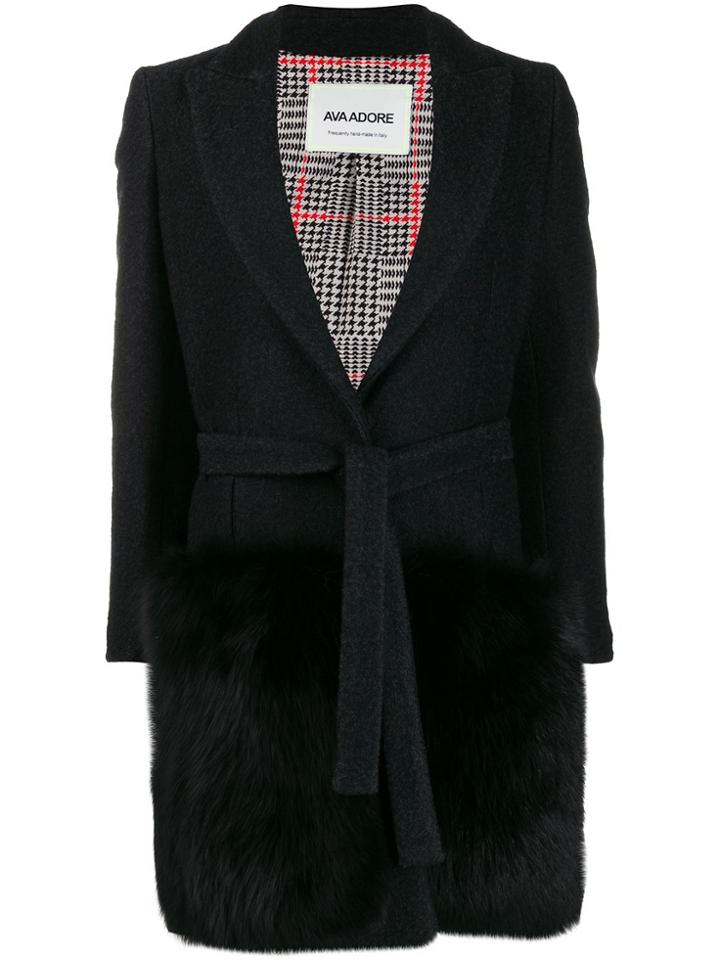 Ava Adore Single Breasted Wrap Coat - Black