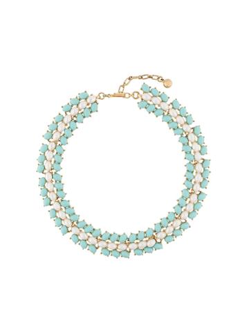 Trifari Vintage Faux Pearl And Turquoise Necklace - Blue