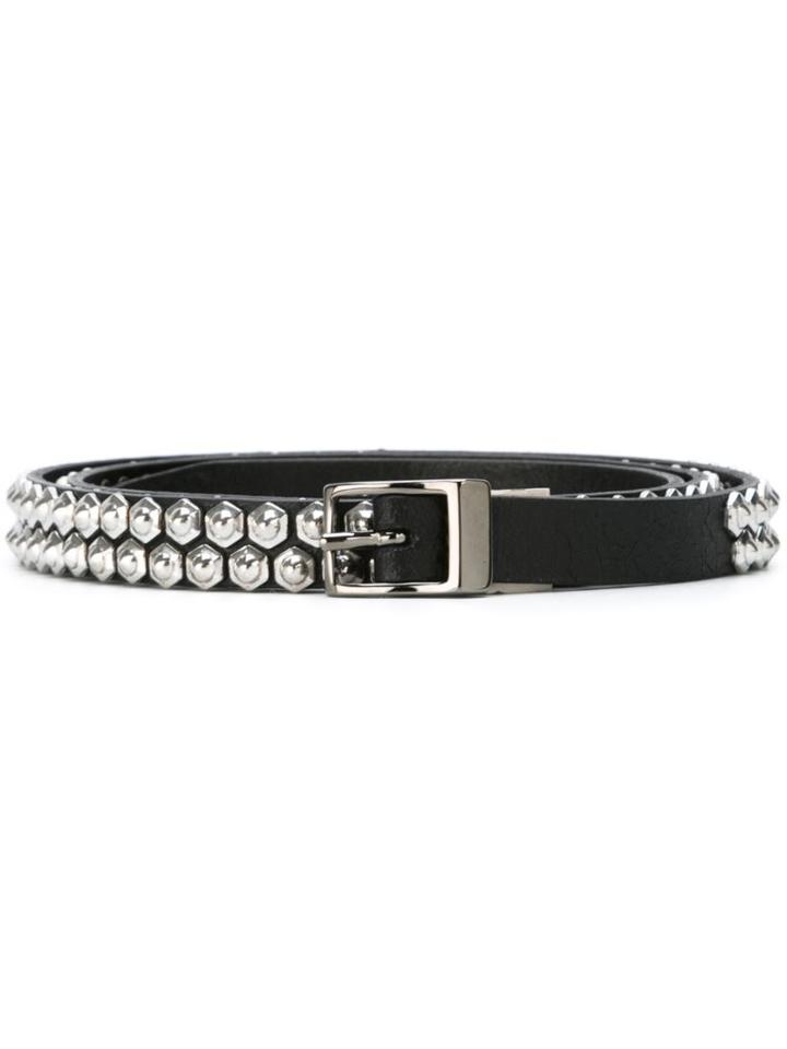 Diesel Distressed Studded Belt, Women's, Size: 90, Black, Leather
