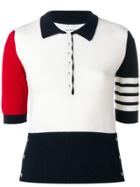 Thom Browne Cashmere Knit Polo Top - White