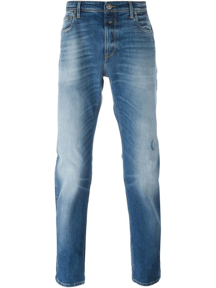 Closed Straight Leg Jeans, Men's, Size: 31/34, Blue, Cotton/spandex/elastane