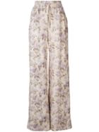 Zimmermann - Wide-leg Floral Snap Pants - Women - Silk/linen/flax - 0, Women's, Nude/neutrals, Silk/linen/flax