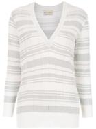 Andrea Bogosian Striped Knitted Sweater - White