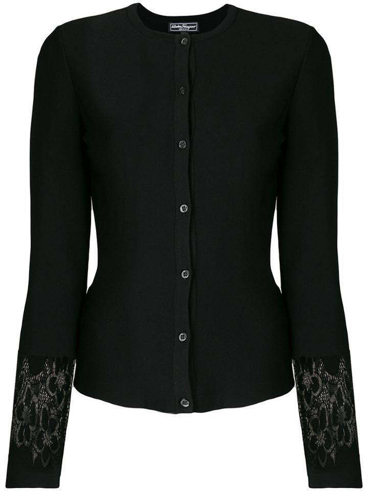 Salvatore Ferragamo Lace Insert Cardigan - Black