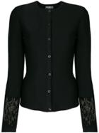 Salvatore Ferragamo Lace Insert Cardigan - Black
