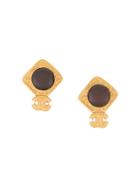 Chanel Pre-owned Chanel Vintage Cc Logos Stone Earrings - Gold