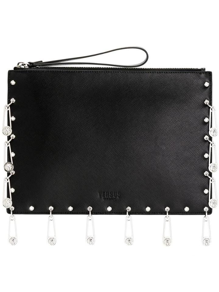Versus Pin Embellished Clutch - Black