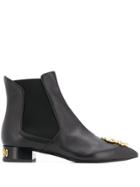 Moschino Dollar Sign Plaque Ankle Boots - Black