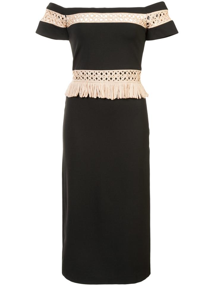 Alexis Off-shoulder Panelled Fitted Dress - Black