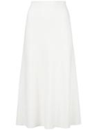 Calvin Klein Collection Plain Pleated Skirt, Women's, Size: Medium, White, Wool