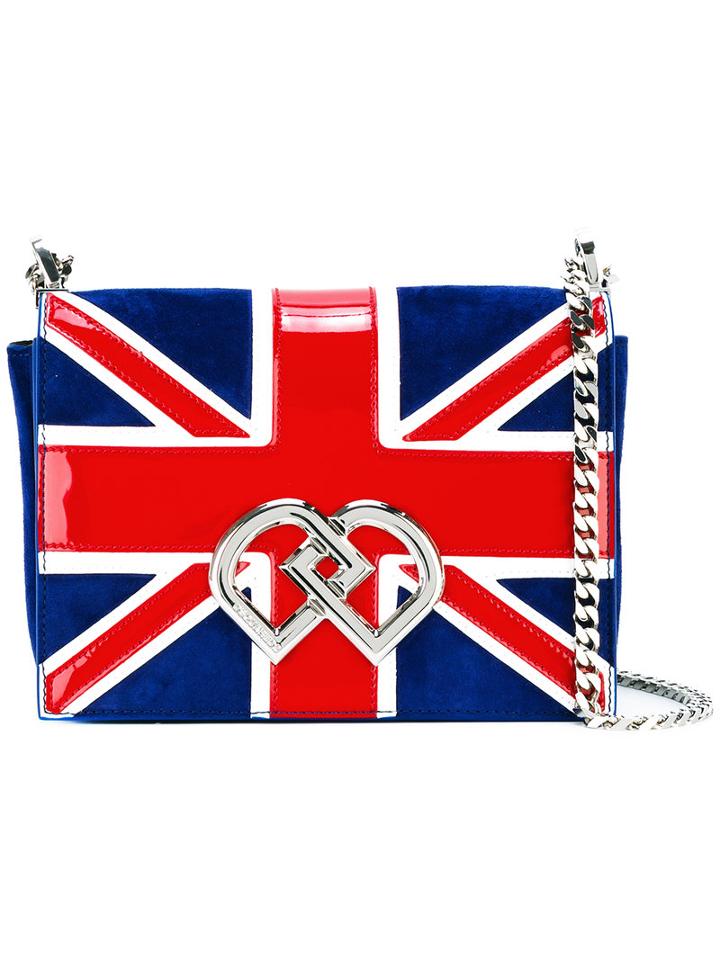 Dsquared2 Union Jack Clutch, Women's, Blue, Calf Suede/patent Leather