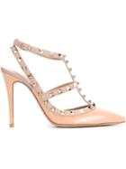 Valentino Rockstud Pumps, Women's, Size: 41, Nude/neutrals, Leather/patent Leather