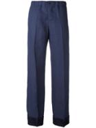 F.r.s For Restless Sleepers Straight Tailored Trousers, Women's, Size: Large, Blue, Linen/flax