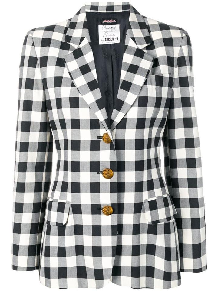 Moschino Pre-owned 1990's Checked Slim Blazer - Black