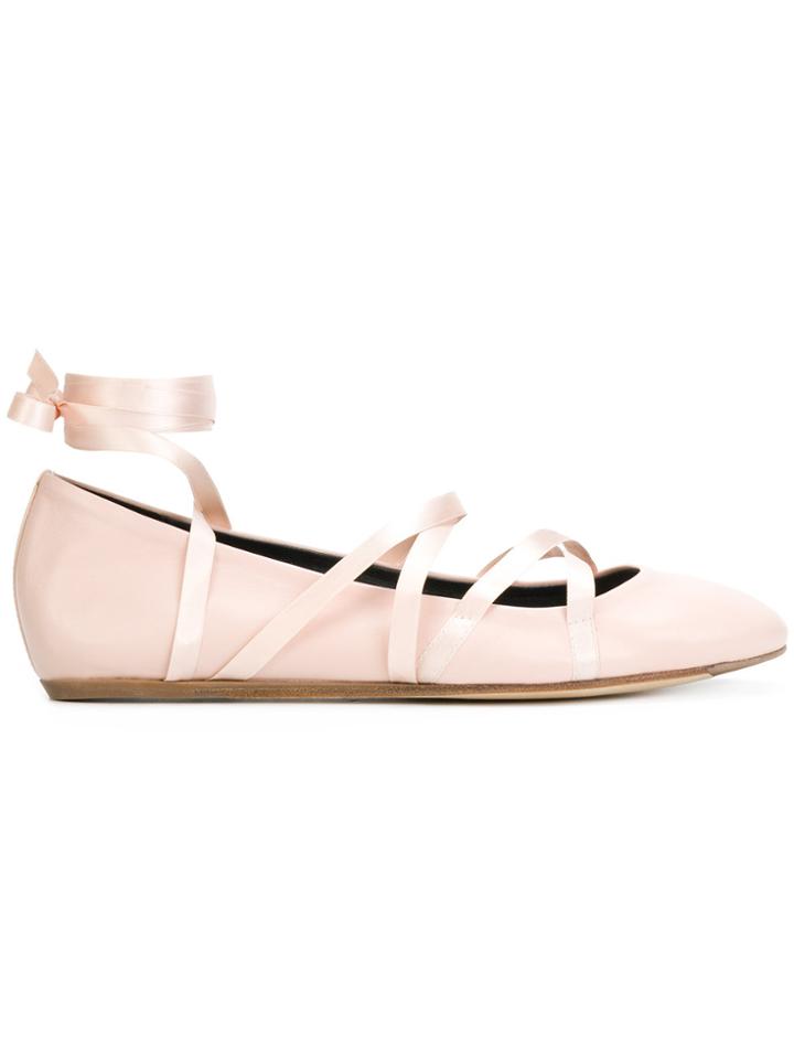 Lanvin Lace-up Ballerina Shoes - Pink & Purple