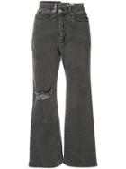 Ground Zero Asymmetric Printed Flared Jeans - Grey