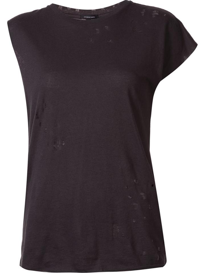R13 Asymmetric Distressed T-shirt, Women's, Size: Xs, Black, Cotton/cashmere