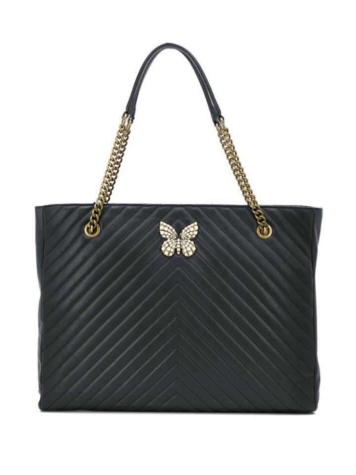 Twin-set Stitched Leather Tote - Black