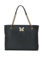 Twin-set Stitched Leather Tote - Black