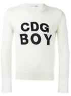 Comme Des Garçons Shirt Boy Logo Intarsia Jumper, Size: Medium, Nude/neutrals, Wool