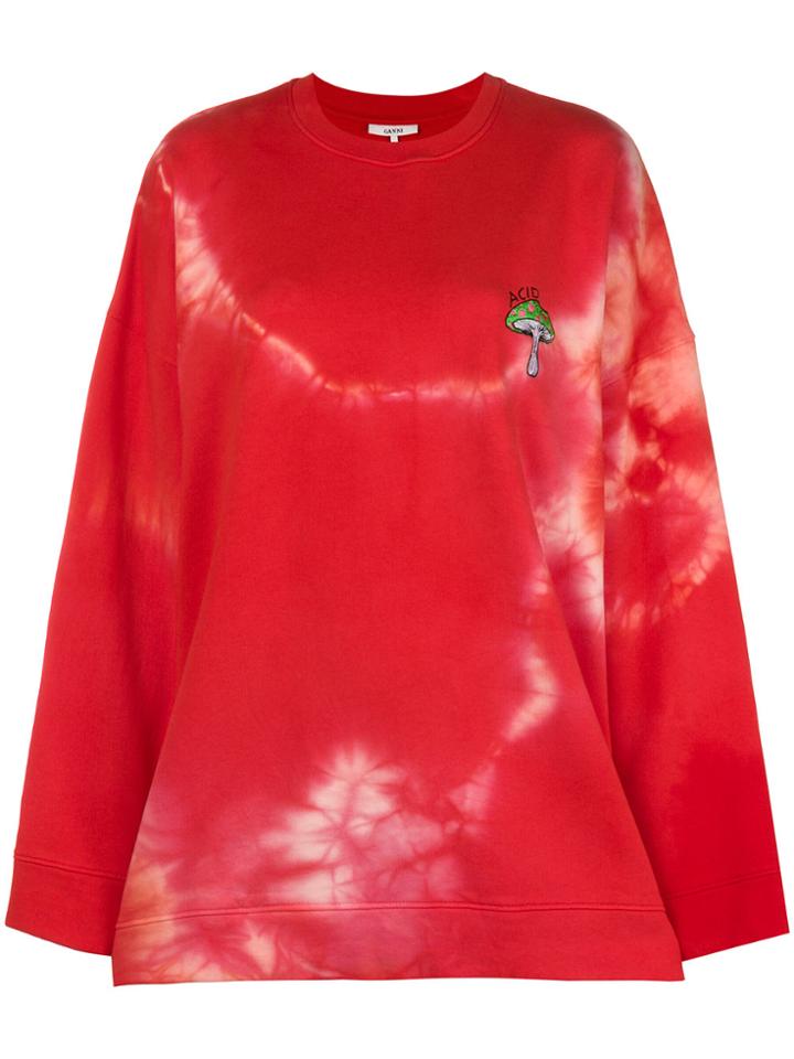 Ganni Oversized Tie-dye Sweatshirt - Red