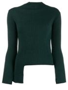 Enföld Asymmetric Hem Knit Top - Green