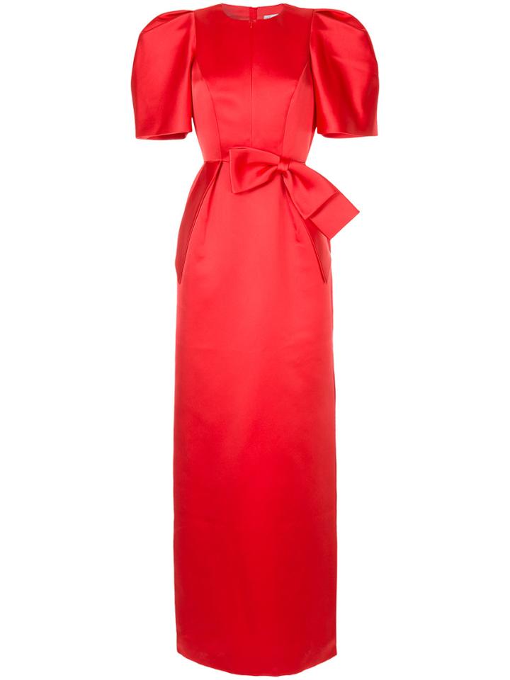 Dice Kayek Bow Detail Puff Sleeve Dress - Red