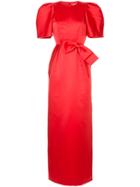 Dice Kayek Bow Detail Puff Sleeve Dress - Red