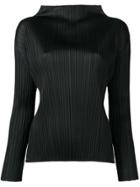 Pleats Please By Issey Miyake Pleated Long-sleeve Top - Black