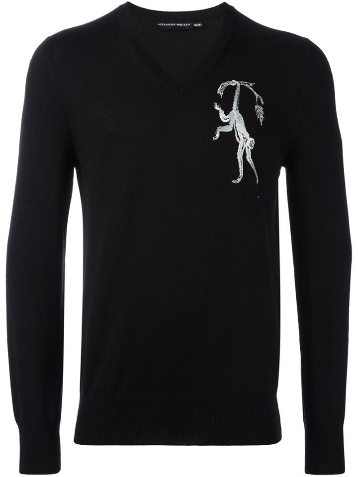 Alexander Mcqueen Monkey Embroidered Jumper