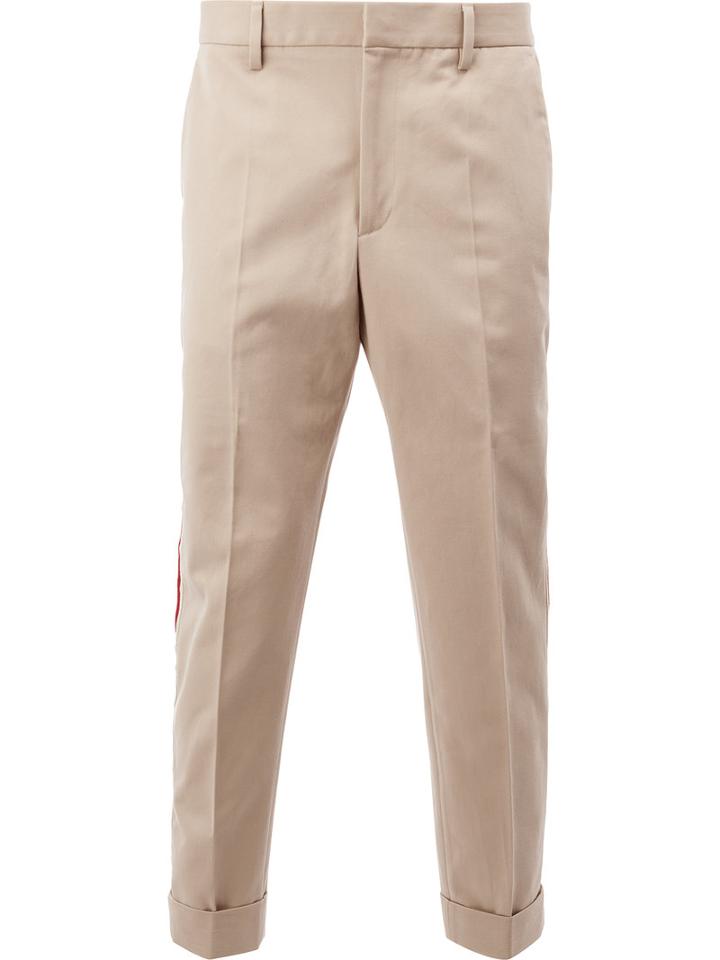 Gucci Stripe Applique Trouser, Men's, Size: 46, Nude/neutrals, Cotton/polyester