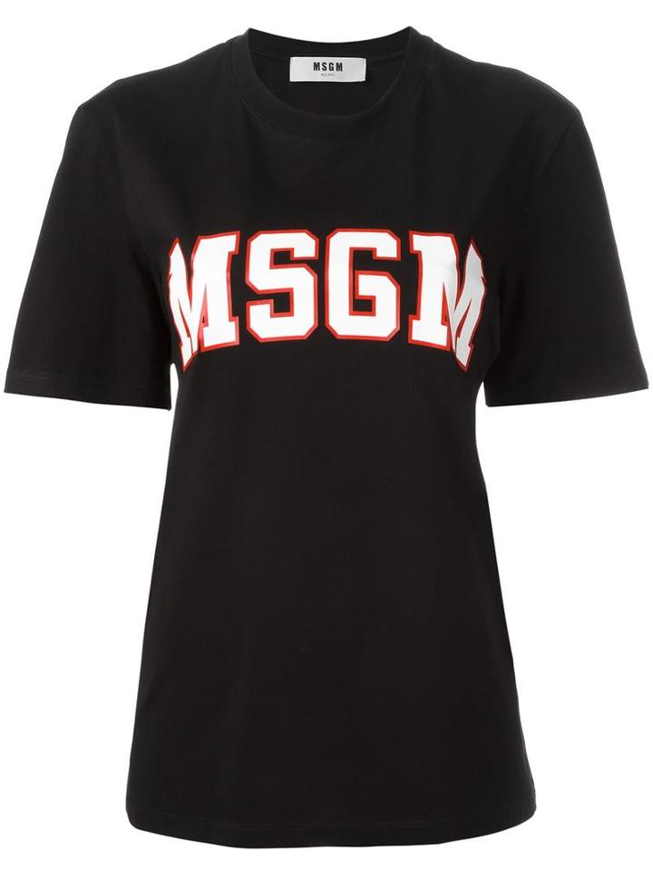 Msgm Logo T-shirt, Women's, Size: Xs, Black, Cotton
