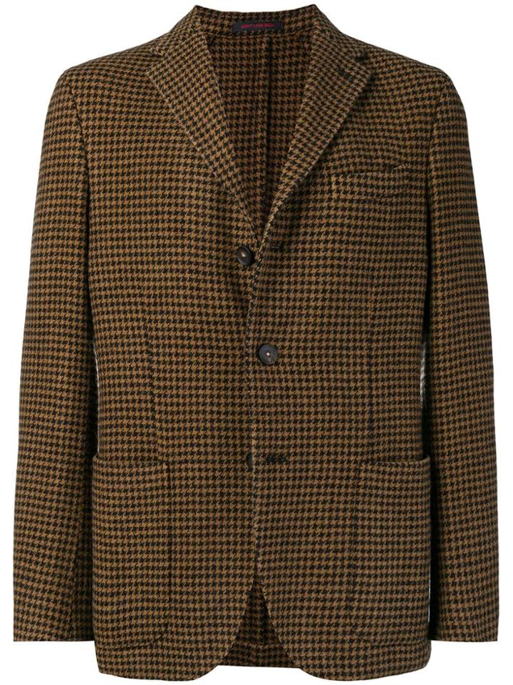 The Gigi Dogtooth Patterned Blazer - Brown