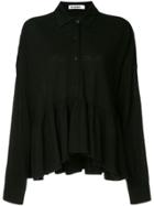Jil Sander Asymmetric Ruffle Shirt - Black