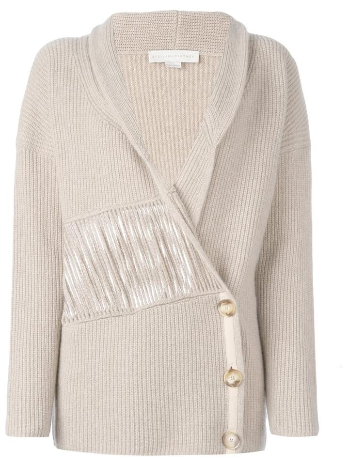 Stella Mccartney Frayed Panel Cardigan, Women's, Size: 38, Nude/neutrals, Cashmere/wool