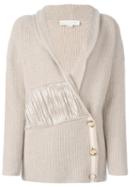 Stella Mccartney Frayed Panel Cardigan, Women's, Size: 38, Nude/neutrals, Cashmere/wool