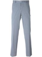 Ermenegildo Zegna Striped Tailored Trousers, Men's, Size: 50, Blue, Cotton/spandex/elastane