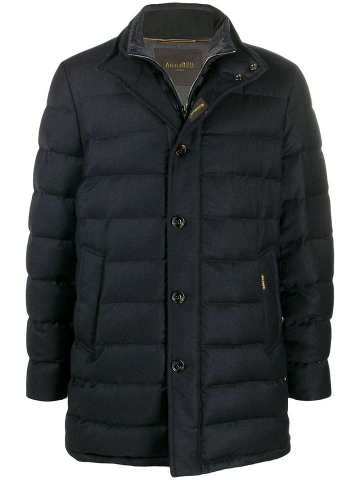 Moorer Padded Zip-up Coat - Blue